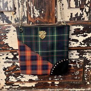 Mac Cosmetics Plaid Shoulder Crossbody chain Bag Purse